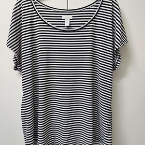 Chico’s Black and White Striped Knit Top